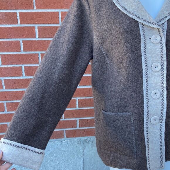 Vintage Variations Earth Tone Brown Beige 100% Wool Button Up Jacket Shacket Med - Picture 8 of 11